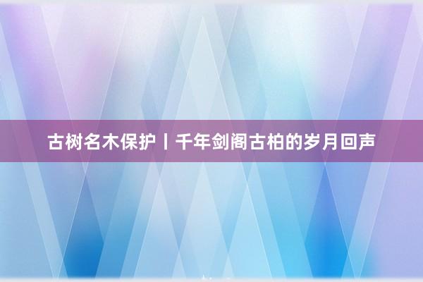 古树名木保护丨千年剑阁古柏的岁月回声